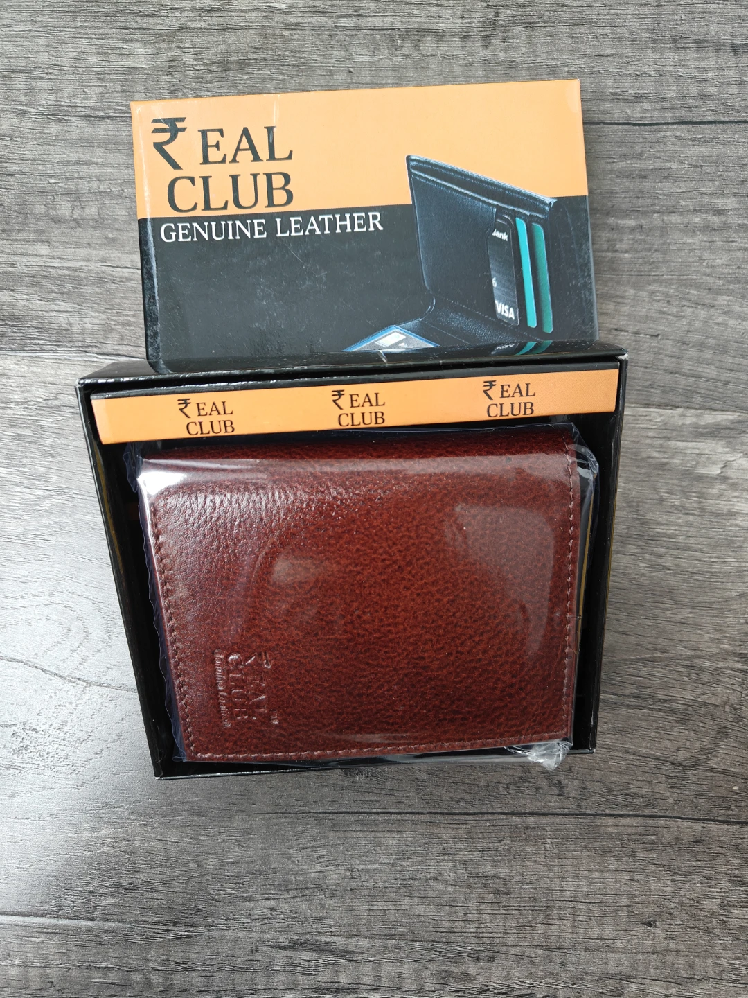 Real Club Genuine Leather Bifold Wallet - Brown