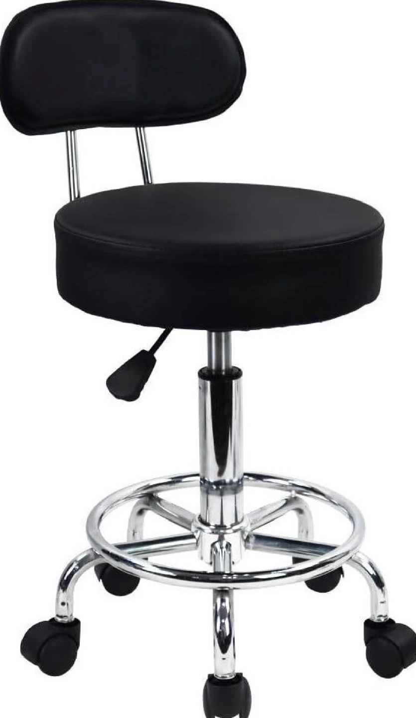 KKTONER PU Leather Rolling Stool w/ Footrest - Black - photo 2