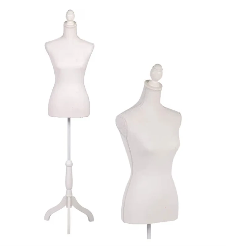 White Fabric Dress Form Mannequin with Adjustable Stand