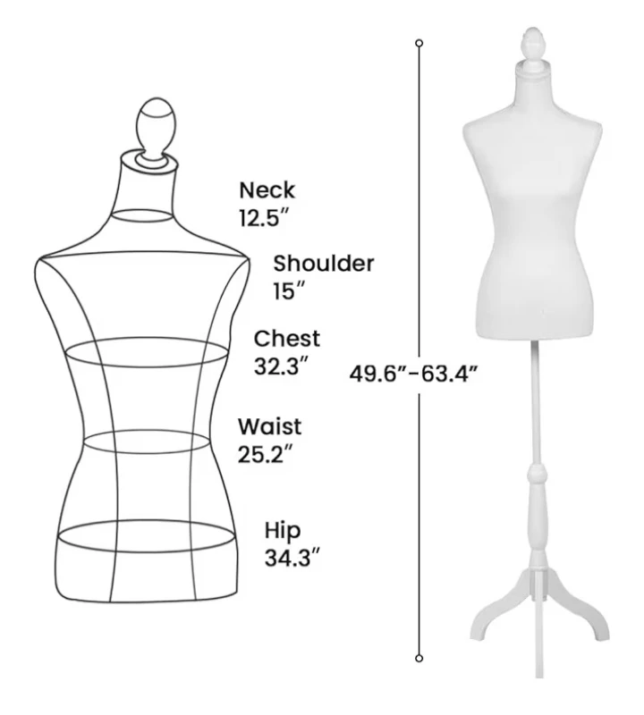 White Fabric Dress Form Mannequin with Adjustable Stand - photo 2
