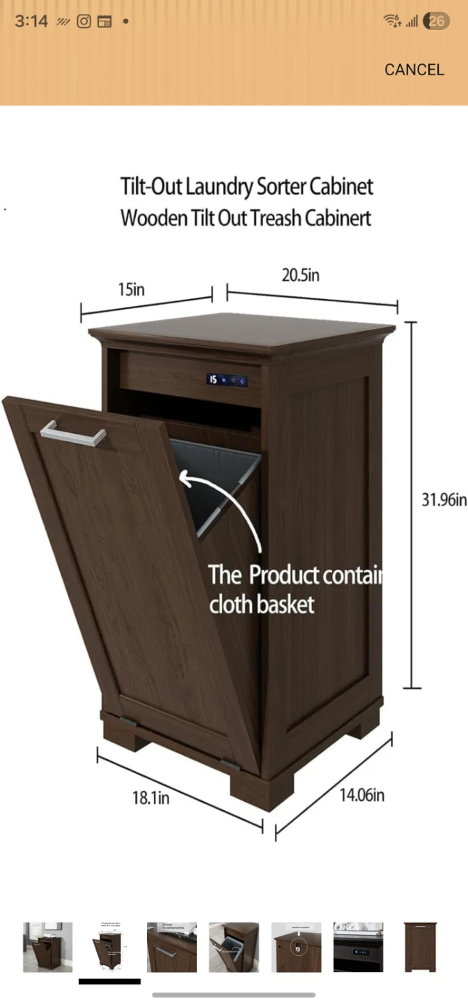 Trash Cabinet, Wooden Hidden Trash - photo 3