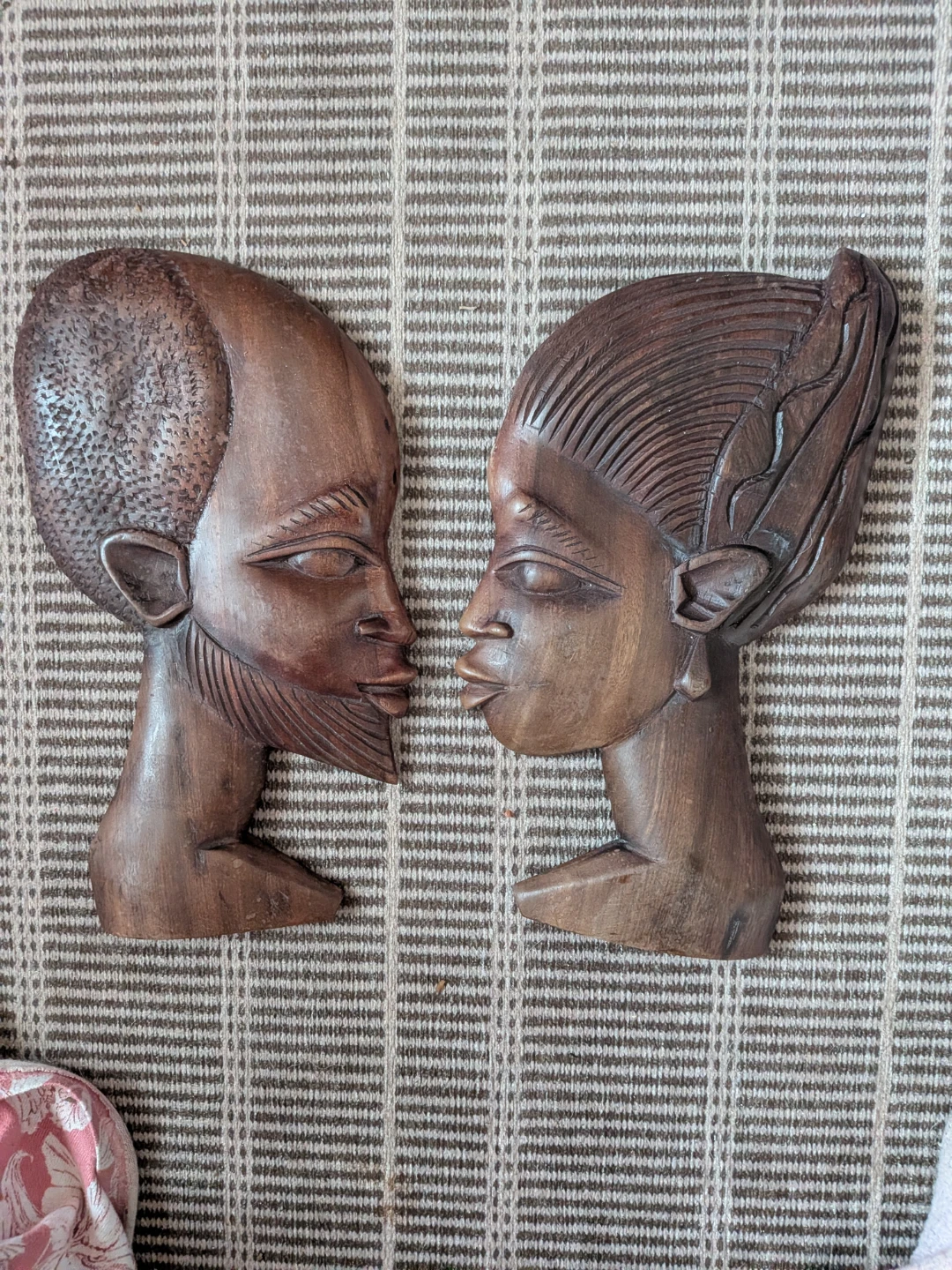Carved Wooden African Couple Wall Art