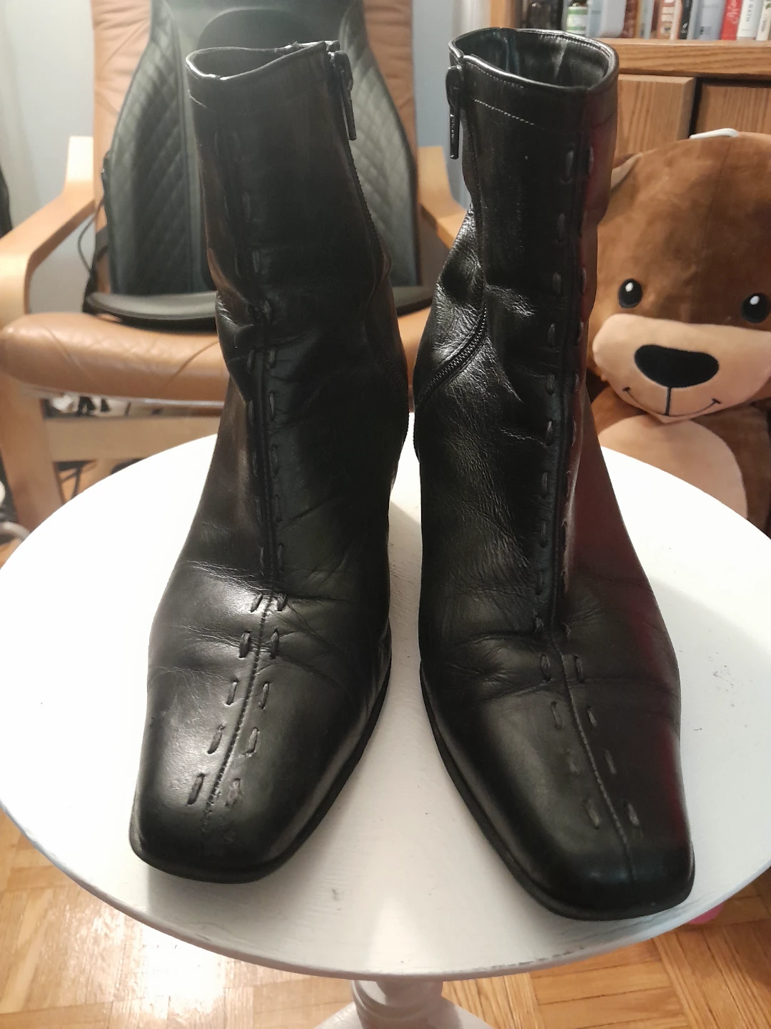 Black Leather Ankle Boots - photo 2