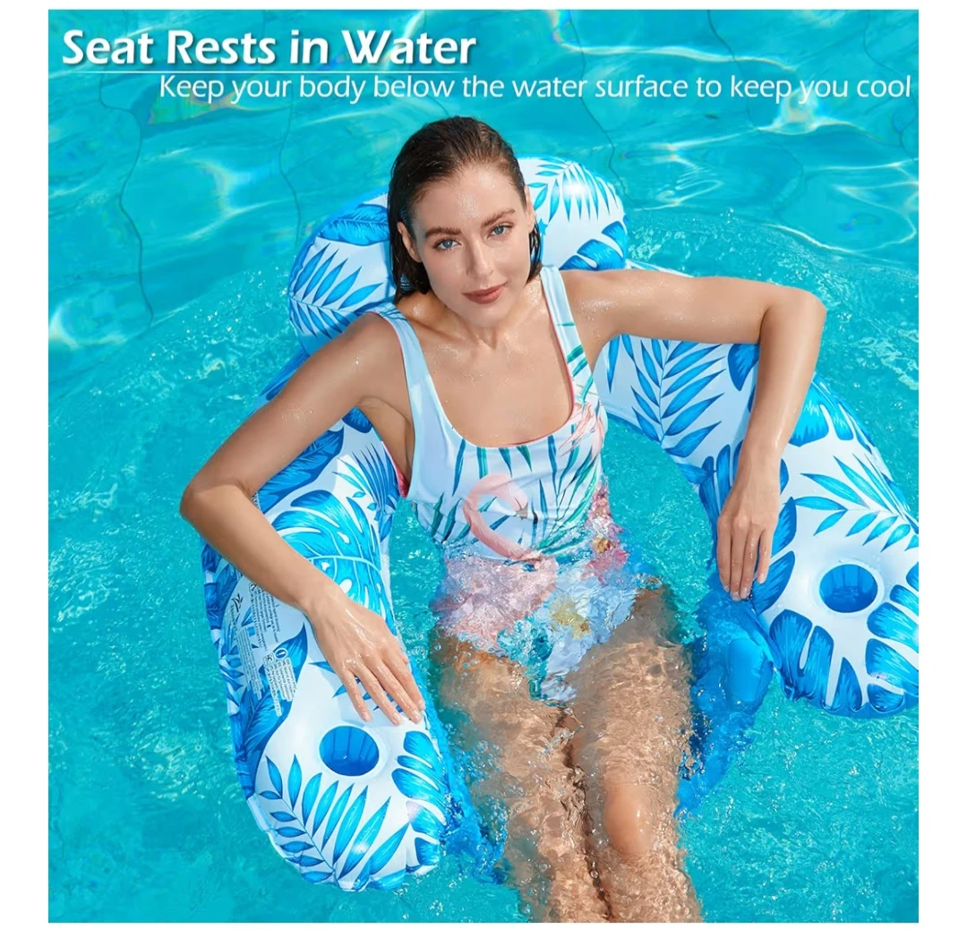 Inflatable Pool Float Lounge Chair with Cup Holders - photo 2