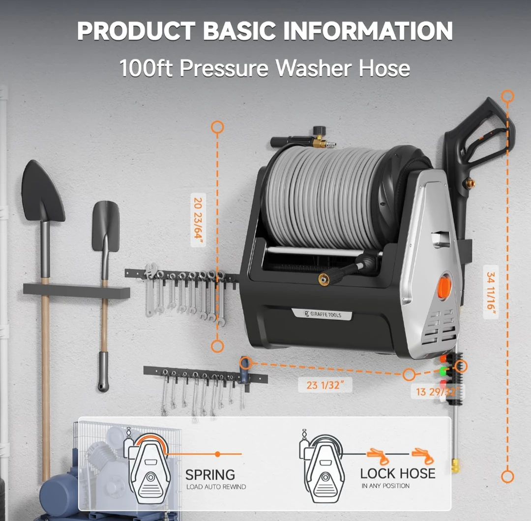 Giraffe Tools 100ft Pressure Washer Hose Reel - photo 3