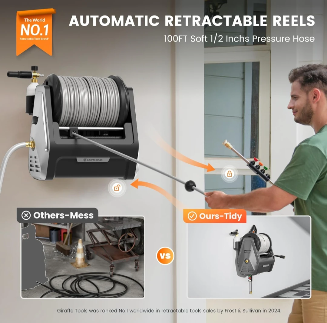 Giraffe Tools 100ft Pressure Washer Hose Reel - photo 4