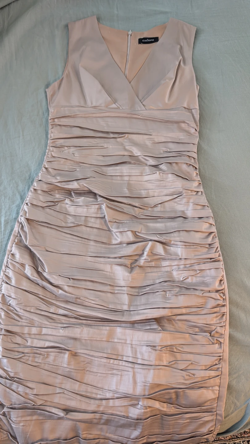 CADONE Ruched V-Neck Dress