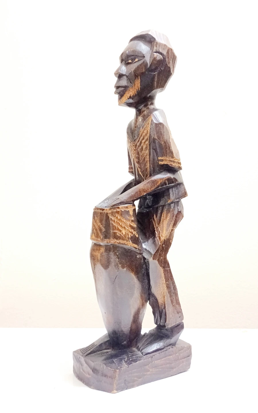Vtg African Hand Carved Wood Tall Statue - photo 2