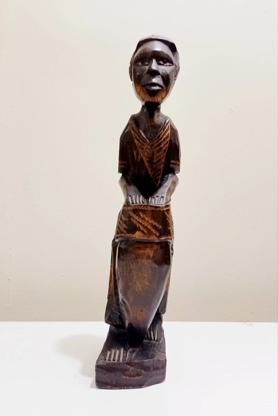 Vtg African Hand Carved Wood Tall Statue - photo 3