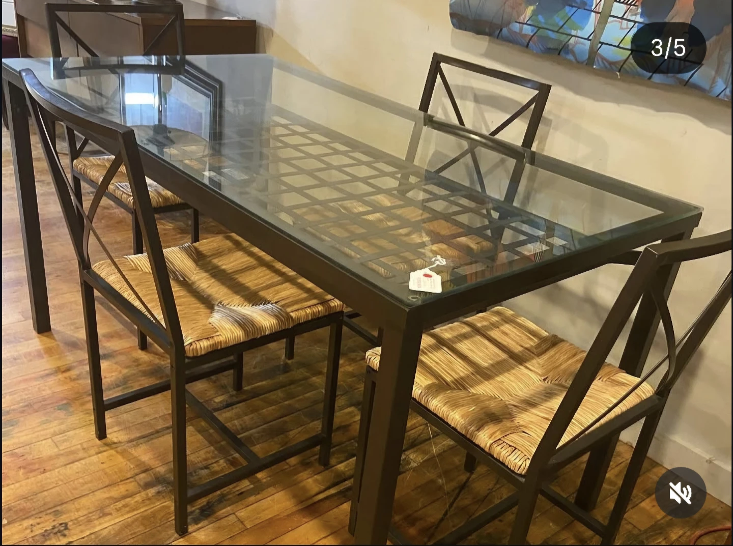 Ikea Glass Top Dining Table Set with 4 Chairs