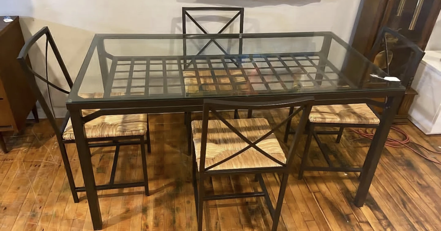 Ikea Glass Top Dining Table Set with 4 Chairs - photo 2