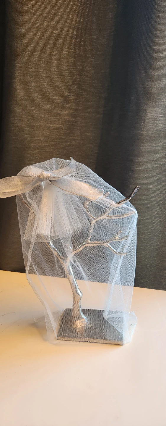 Silver Decorative Tree with White Tulle