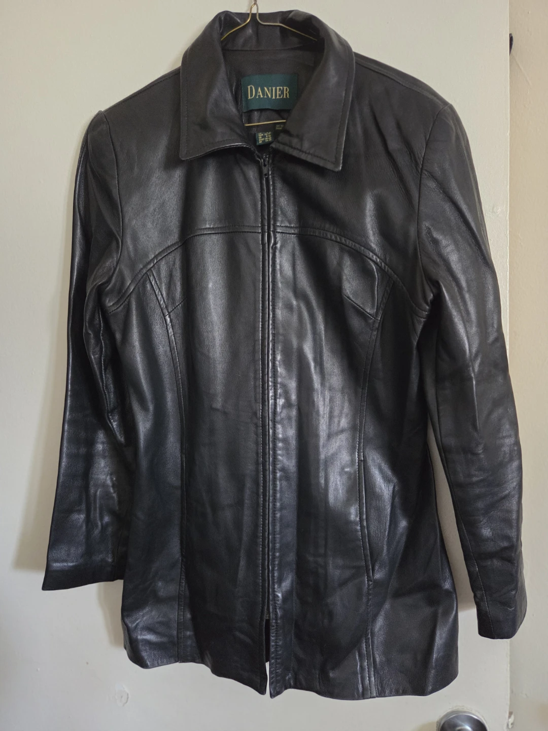 Danier Black Leather Jacket - Size XS/S