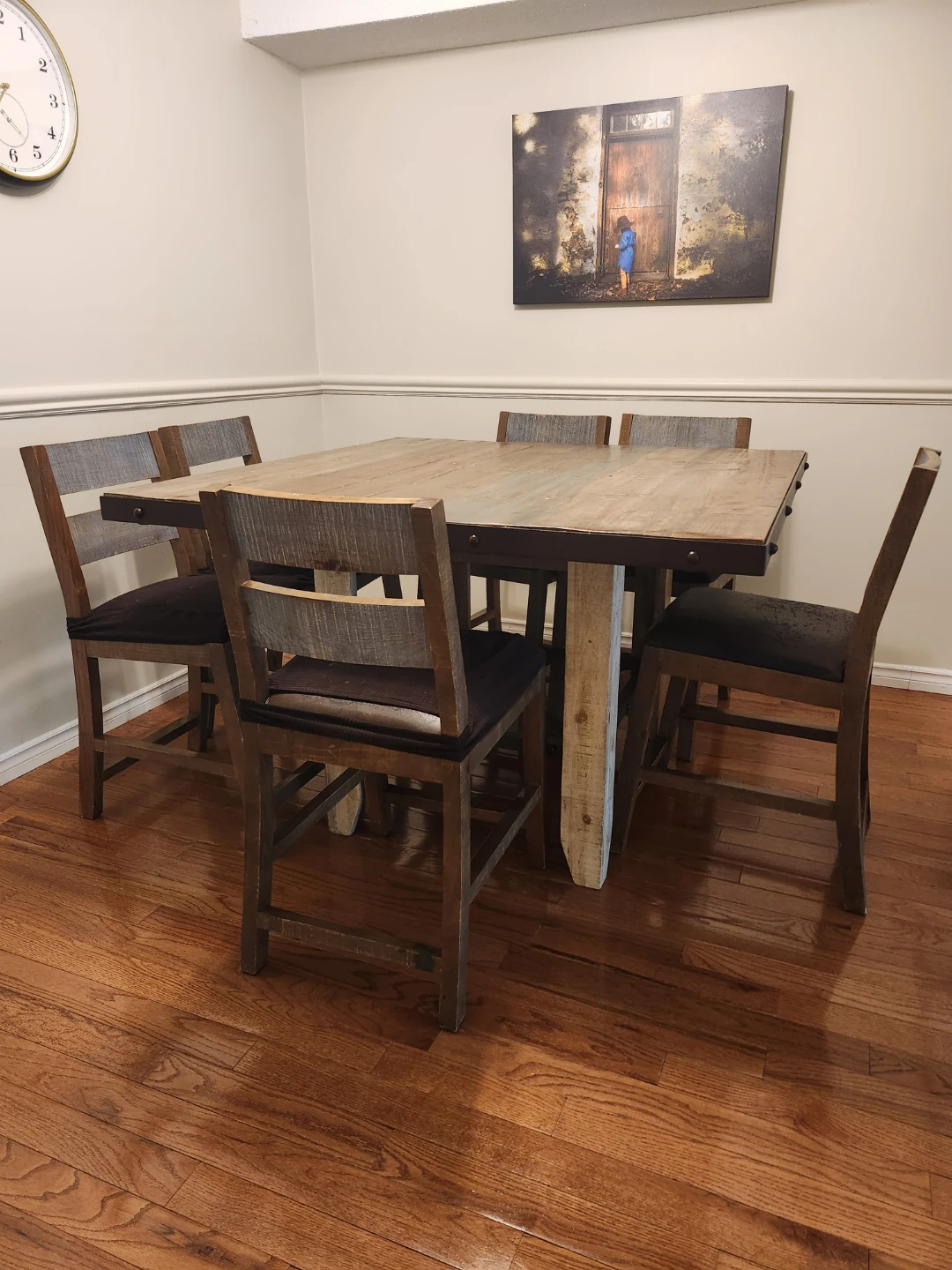 52" Rustic Dining Set - Counter Height Table and 6 Chairs