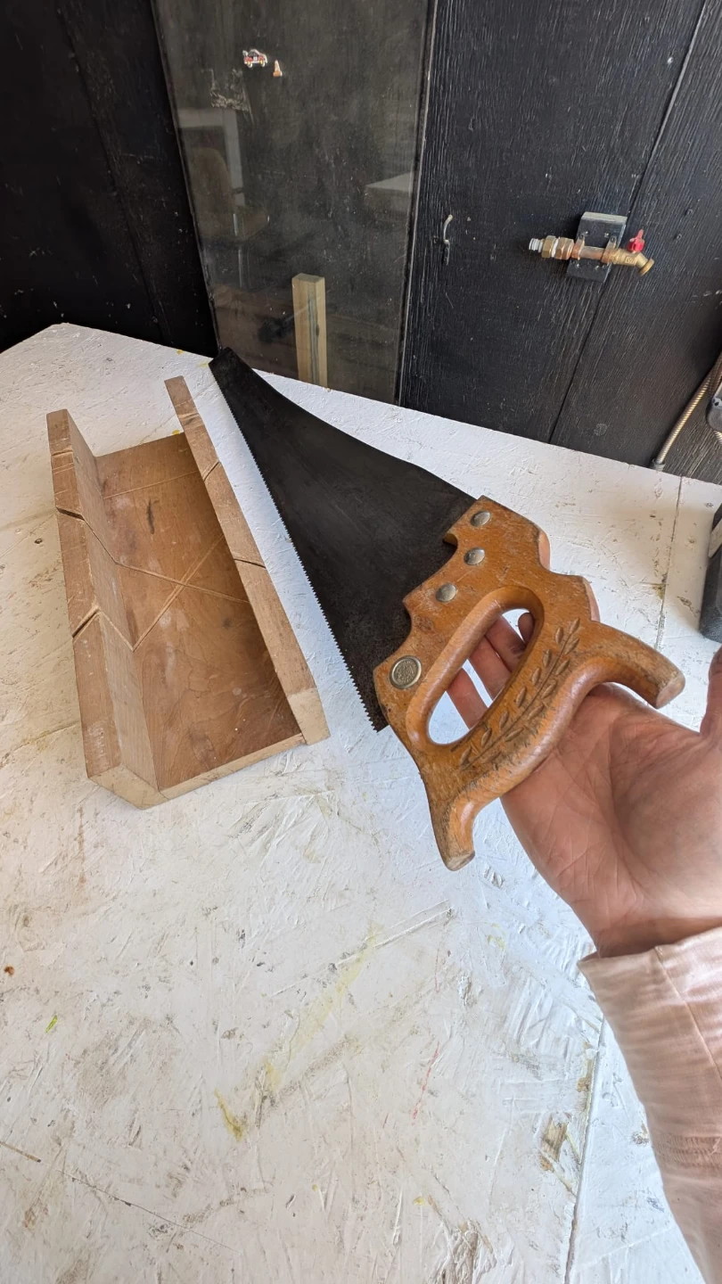 Wooden Mitre Box and Hand Saw