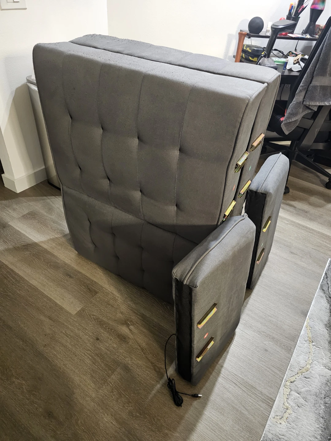 Grey Tufted Futon Sofa - photo 4