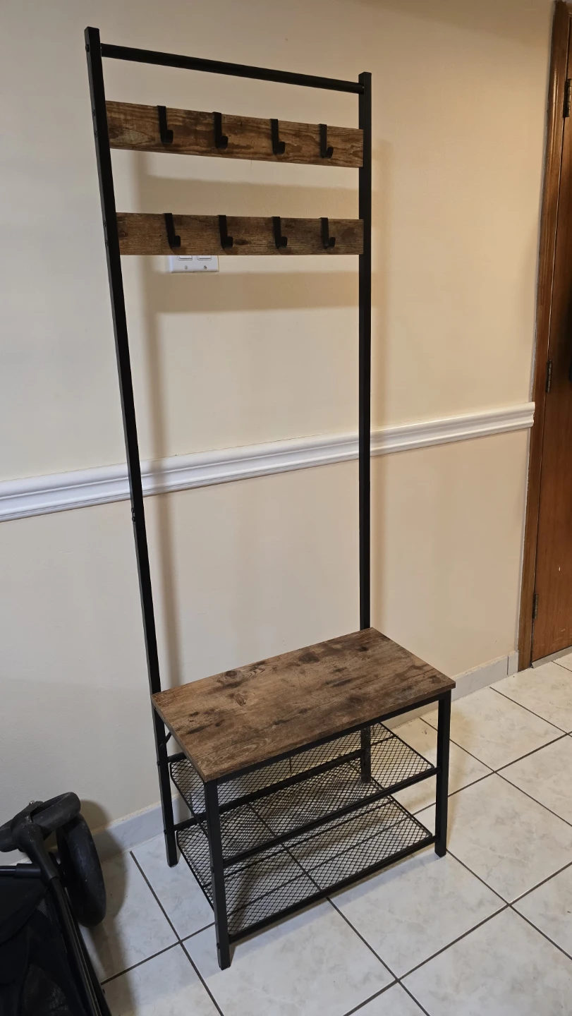 Hallway Coat Rack with Shoe Storage Bench