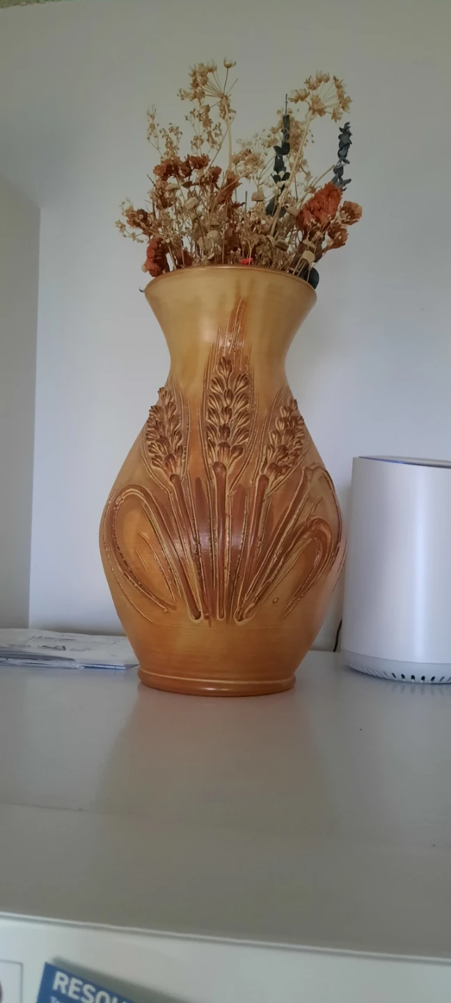 Vintage Ceramic Vase with Wheat Stalk Design