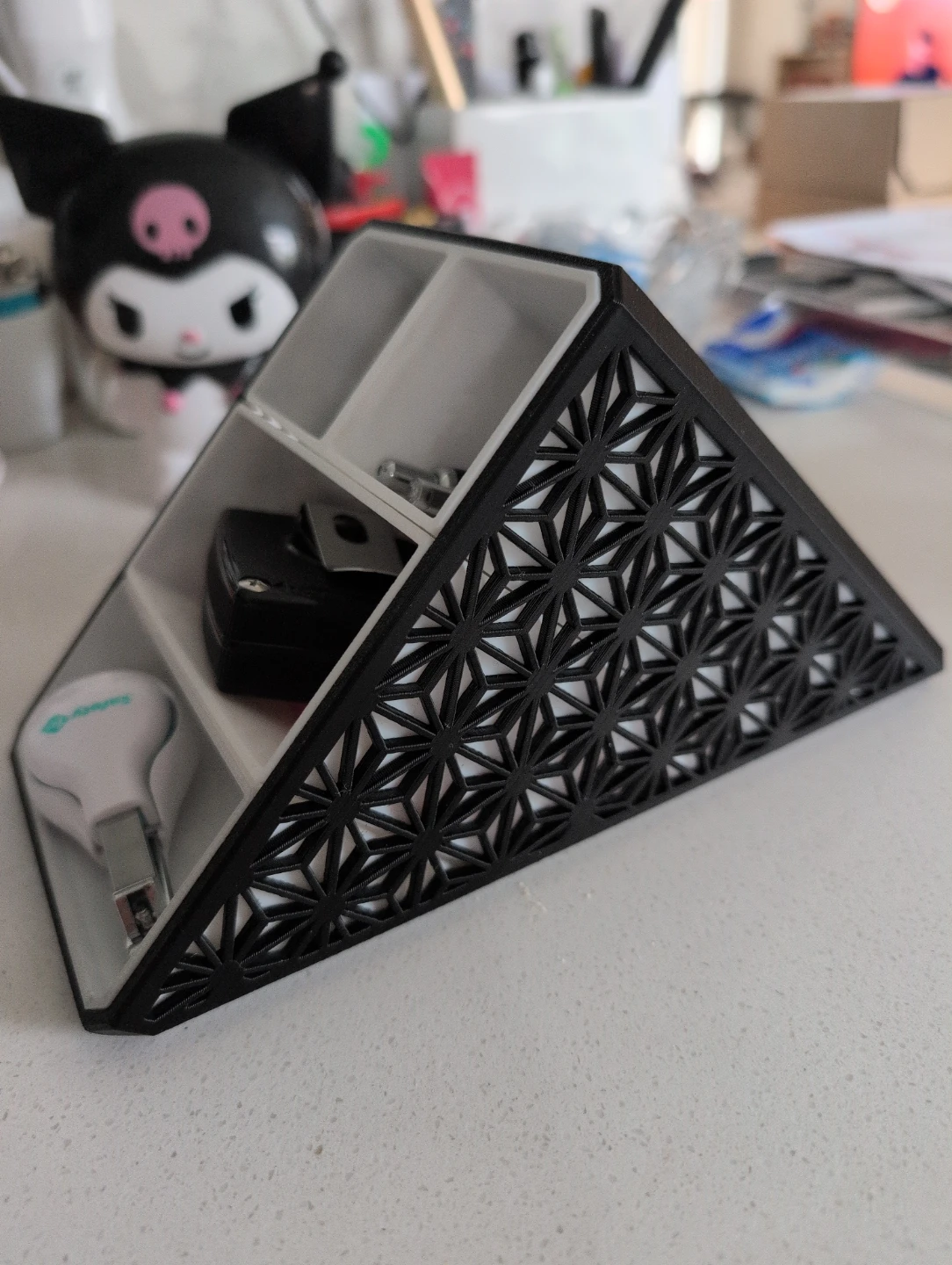 Black/White Geometric 3-Tier Desk Organizer