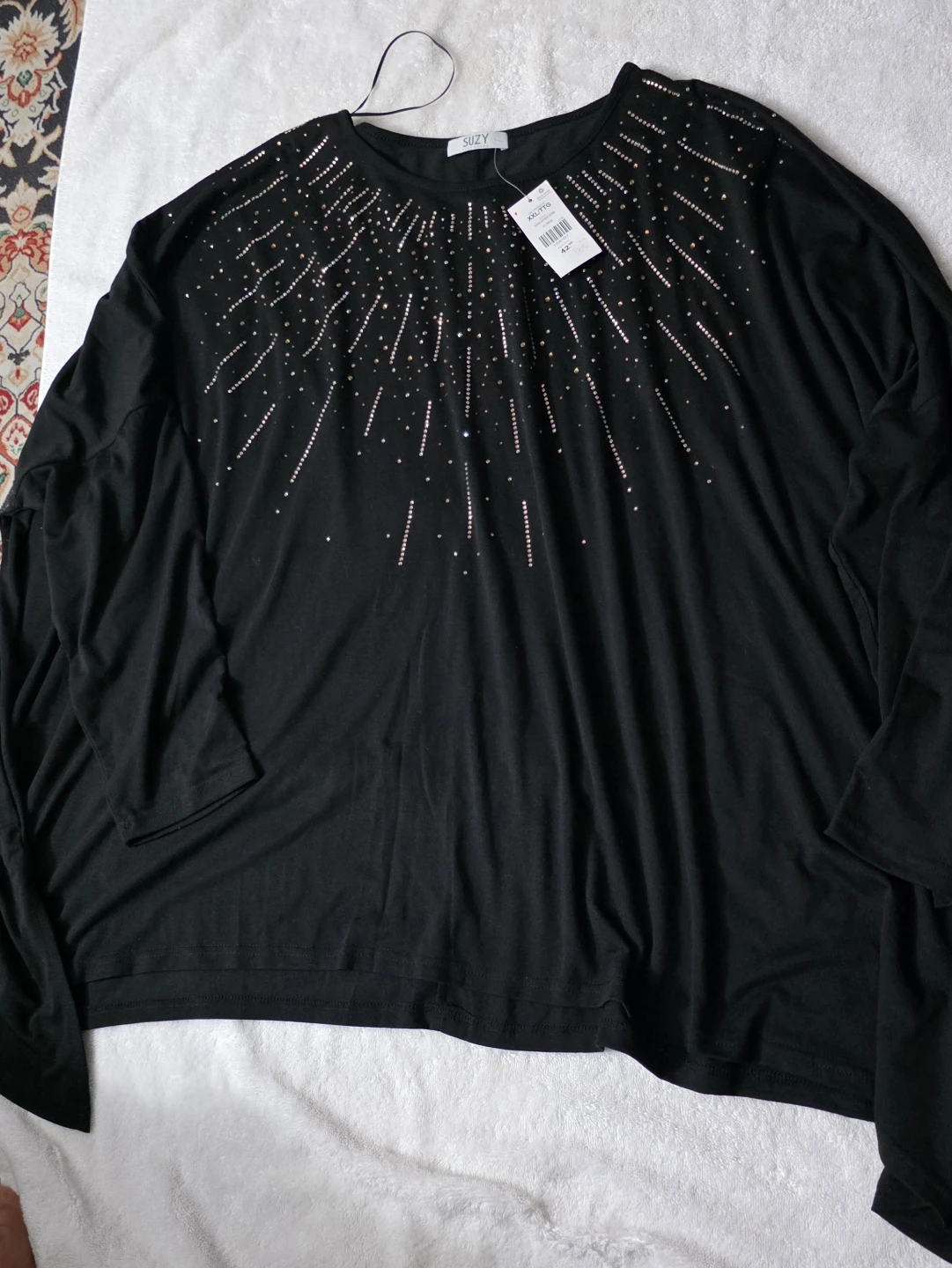 SUZY Women's Black Embellished Long Sleeve Top - XXL/TTG - photo 3