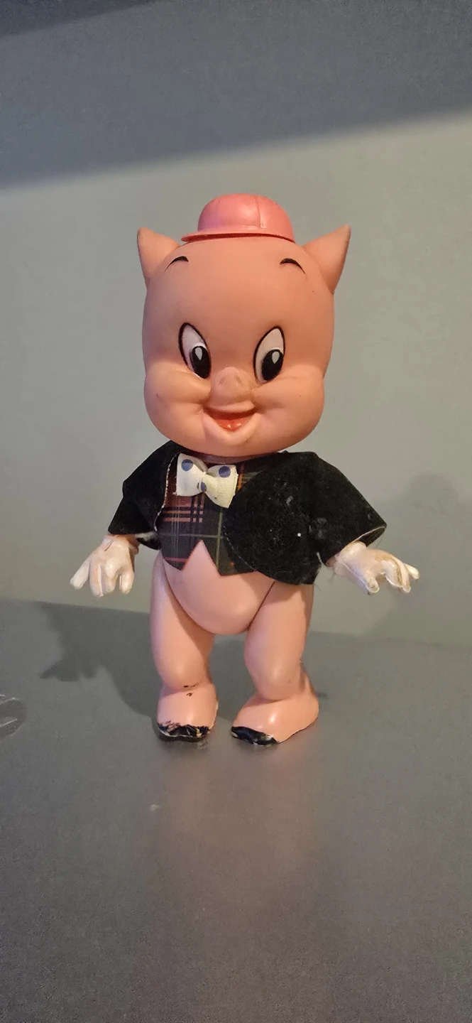 Vintage Porky Pig Doll with Toy Telephone