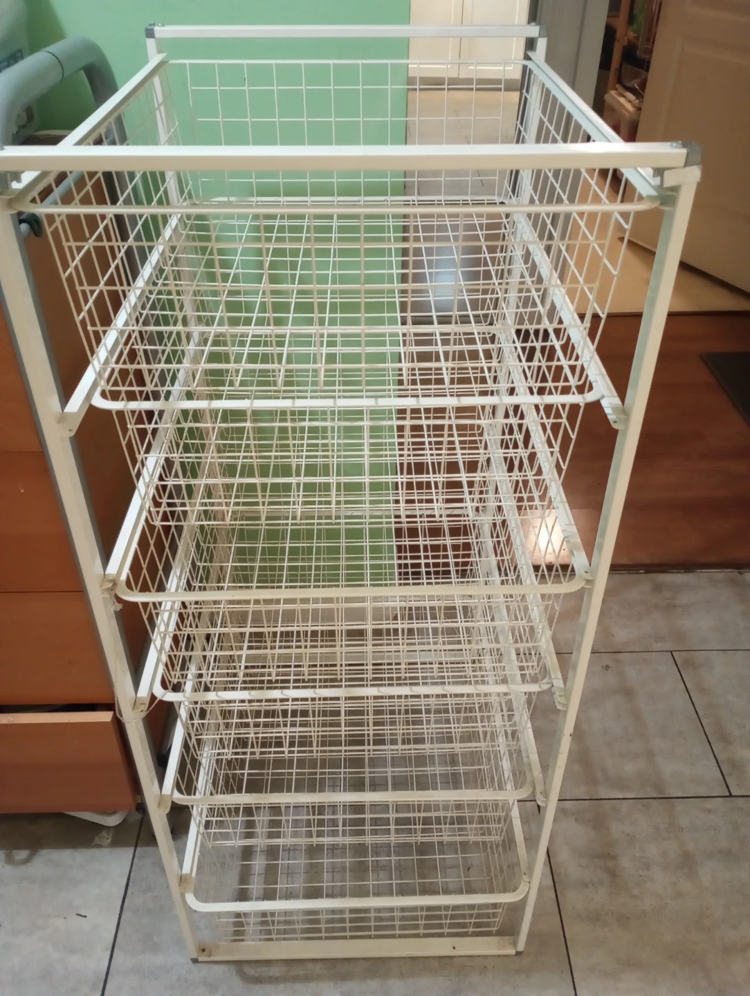 White Wire Storage Cart with 6 Baskets