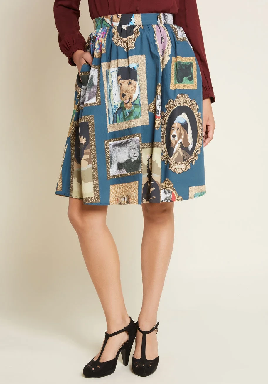 ModCloth  Charming Cotton Skirt With Pockets In Pet Portraits