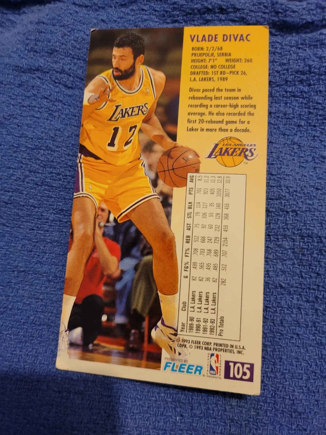 1993-94 Fleer NBA Jam Session Vlade Divac Trading Card - photo 3