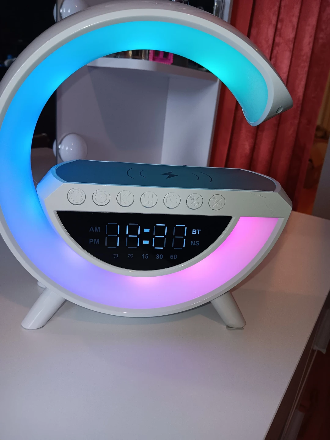 BT-3401 LED Wireless Charging Speaker Lamp Clock - photo 2