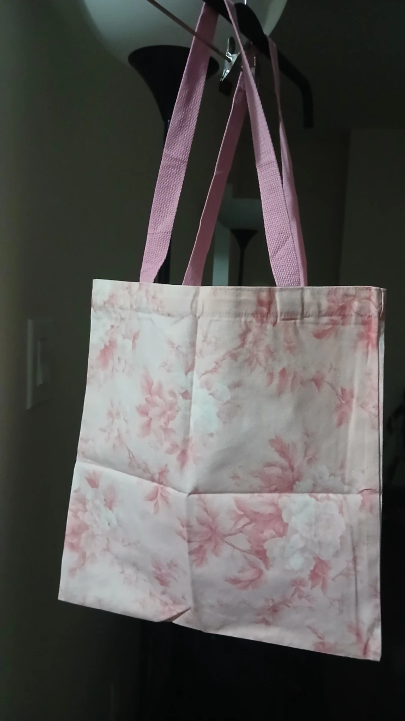 Pink Floral Print Tote Bag