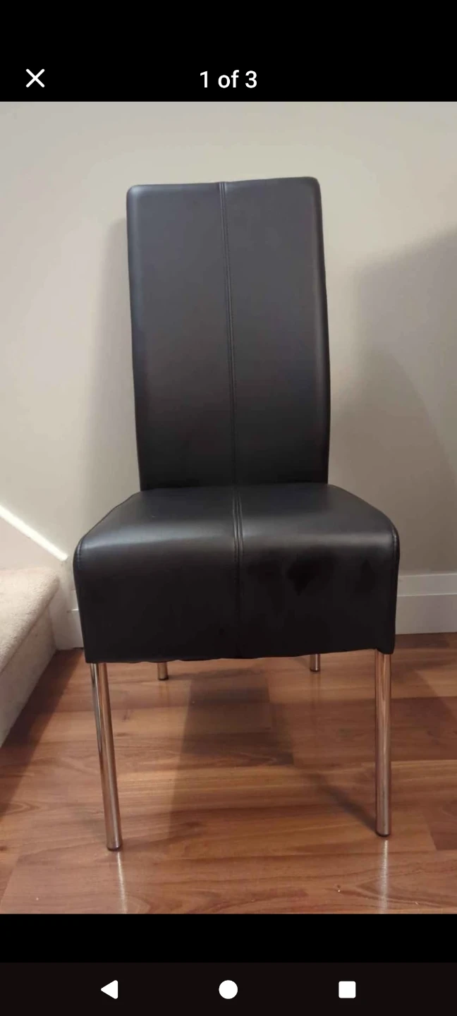 Black Faux Leather Dining Chair with Chrome Legs