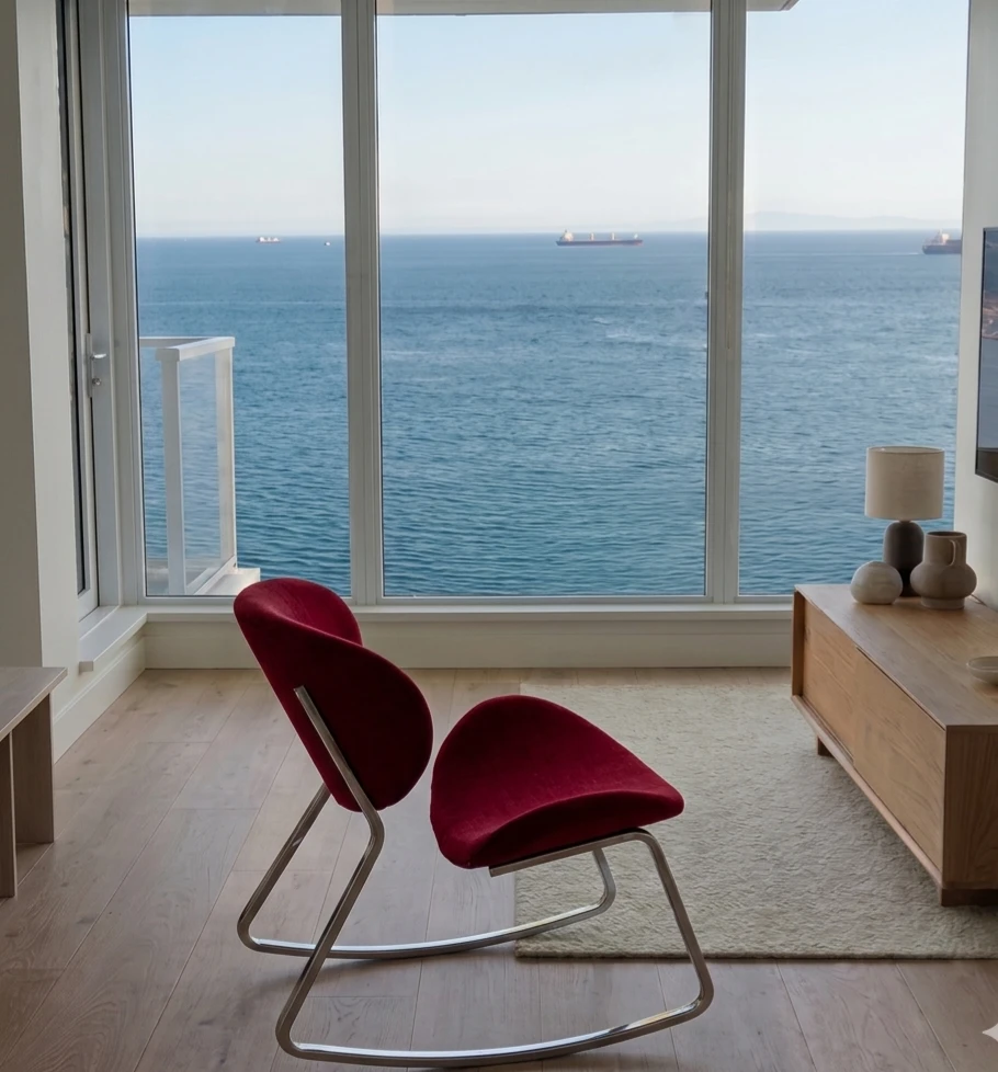 Aurelle  Mid century Red Rocker Chair