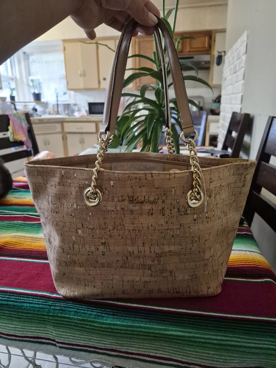 Calvin Klein Cork Tote Bag with Gold Chain Accents - photo 2