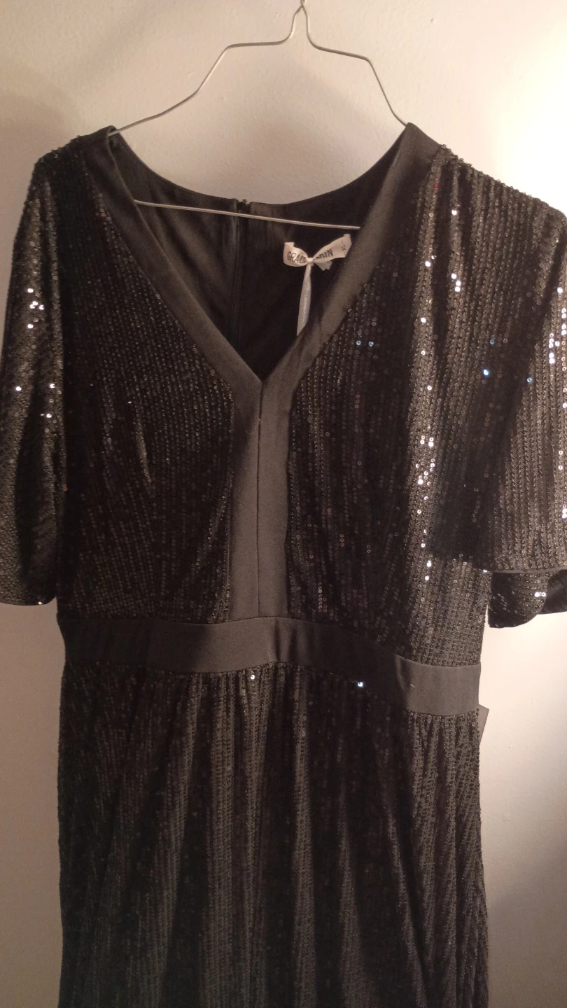 Grace Karin Black Sequin V-Neck Maxi Dress - photo 3