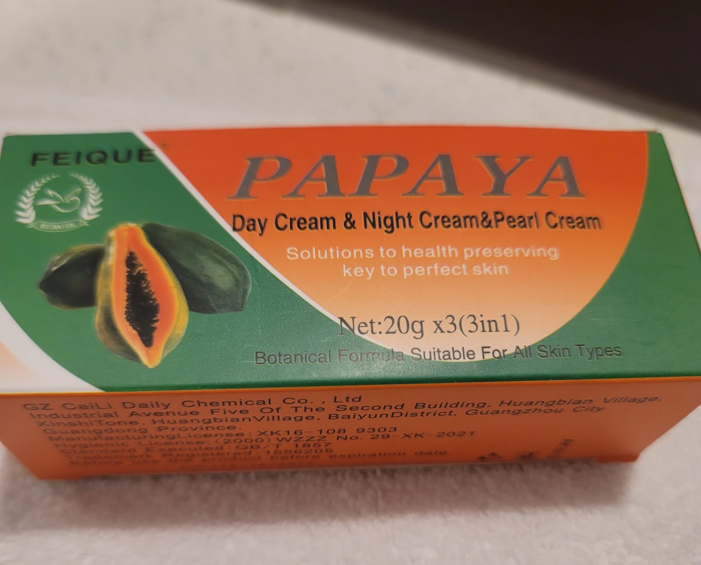 Feique Papaya Day & Night Cream & Pearl Cream Set - 3 x 20g