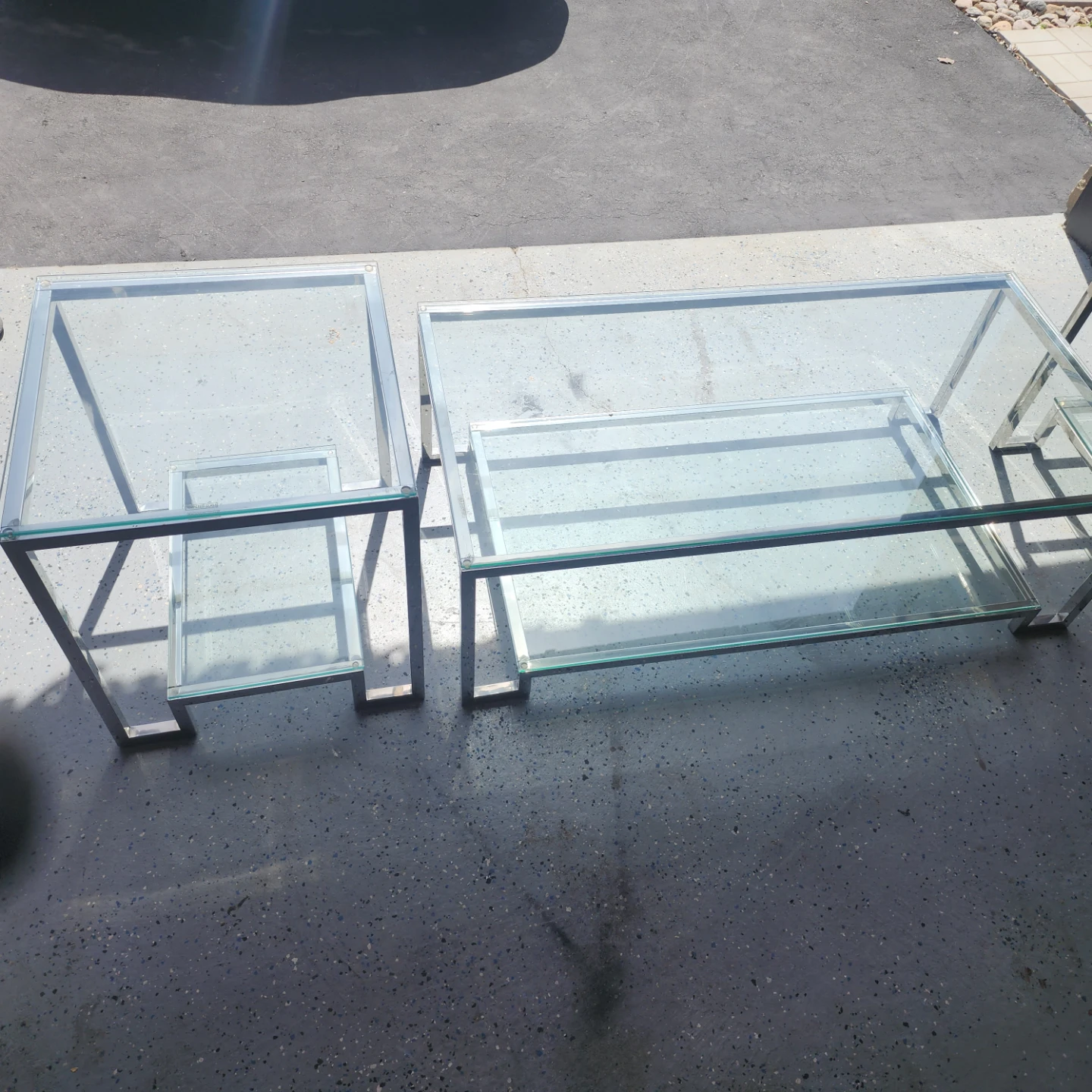 Set of 2 Glass and Chrome Coffee Tables