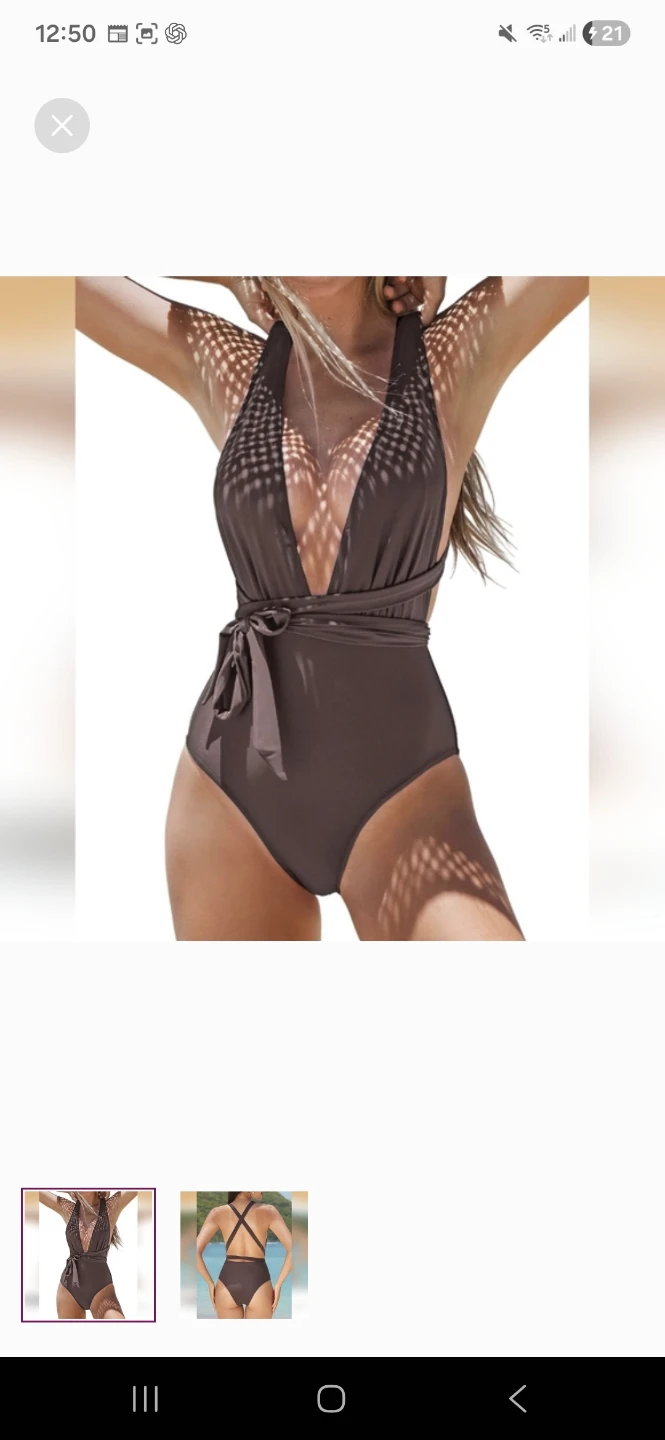 Women's Brown One-Piece Swimsuit