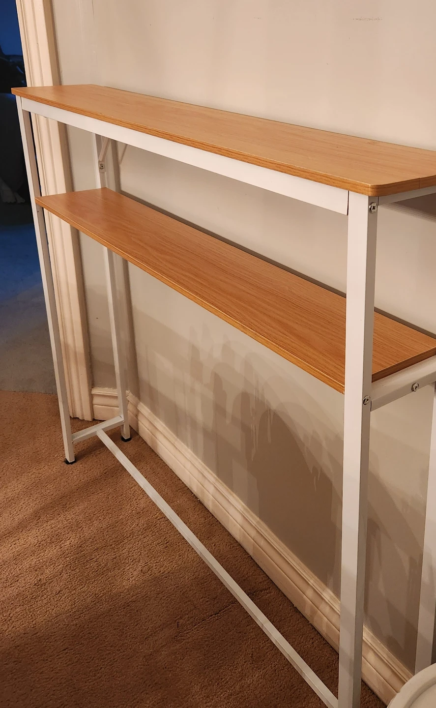 Two-Tier Console Table with Wood Finish Shelves