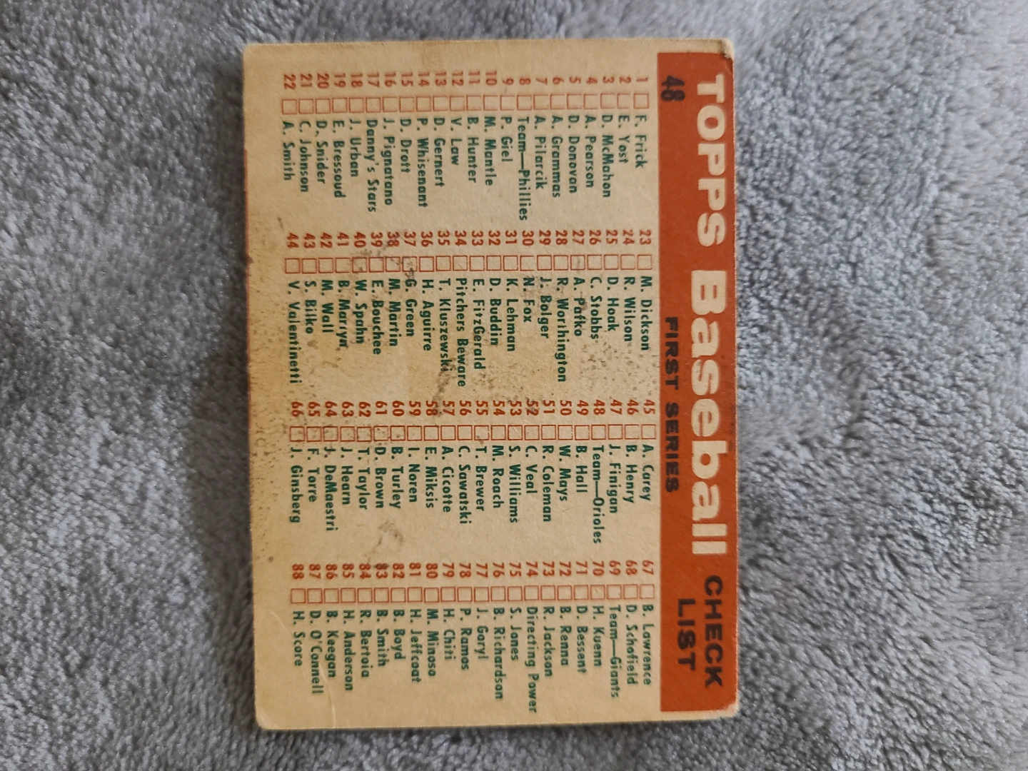 1959 Topps Baseball Check List Card Baltimore Orioles - photo 2