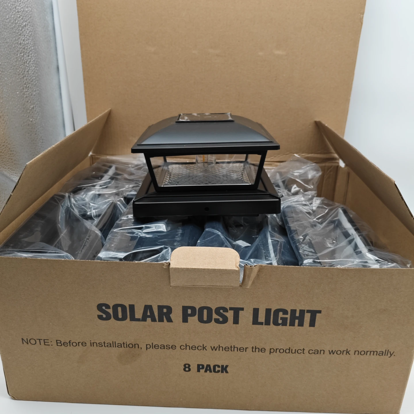 8 Pack Black Solar Post Cap Lights