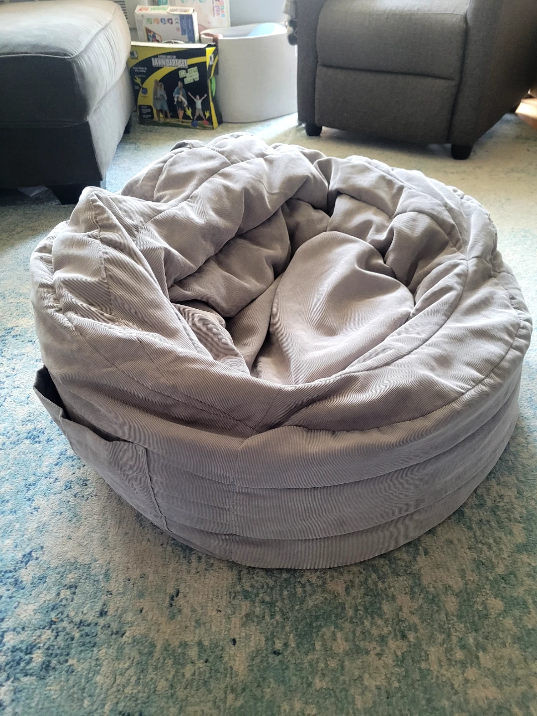 Gray Corduroy Bean Bag Chair