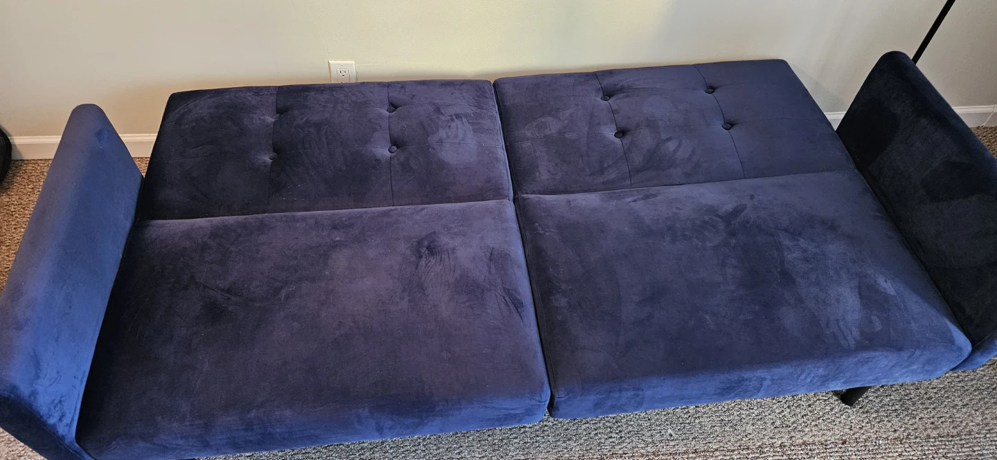 Stylish Blue Velvet Loveseat/Sofa Bed - photo 2