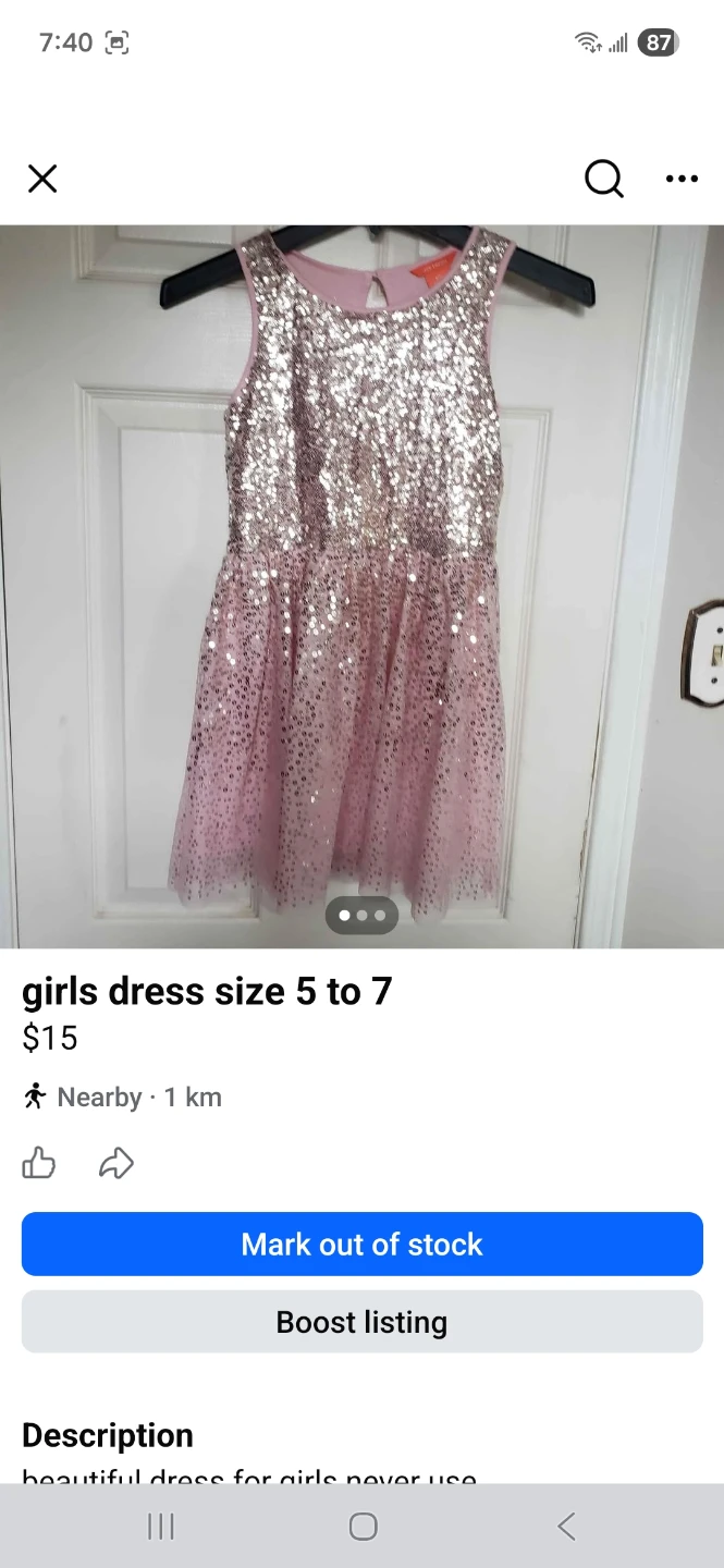 Girls Sequin Dress - Size 5-7