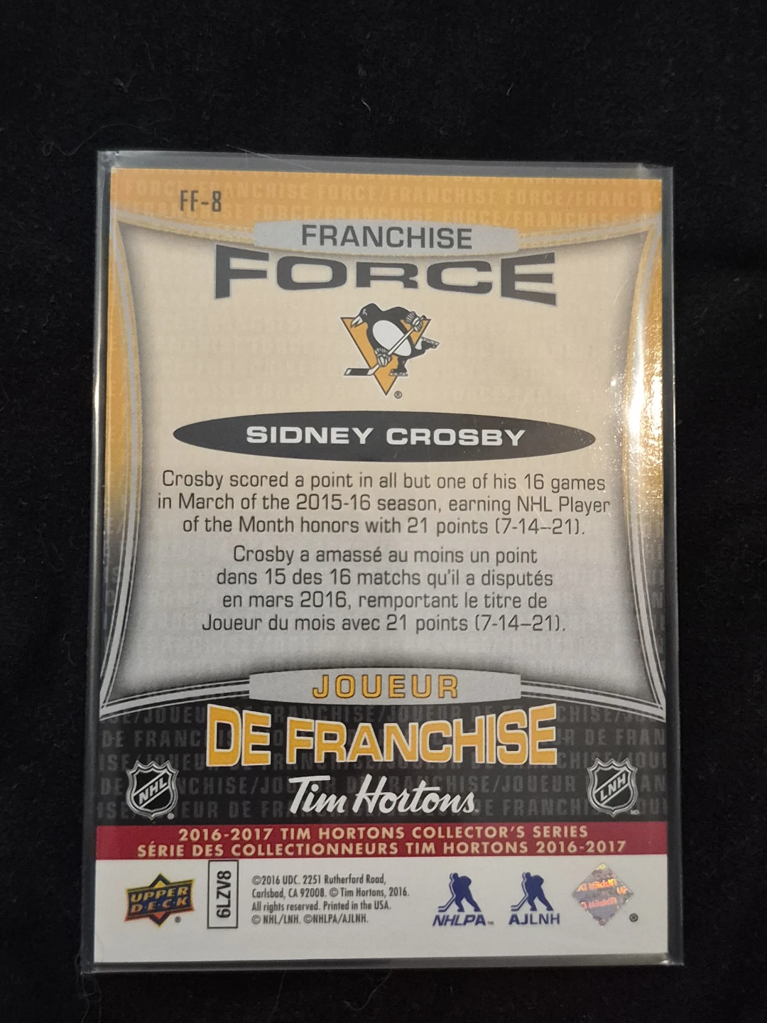 Sidney Crosby Tim Hortons 2016-2017 Hockey Card - photo 2