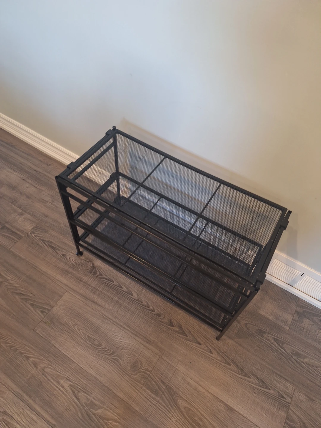 Black 3-Tier Metal Mesh Shoe Rack