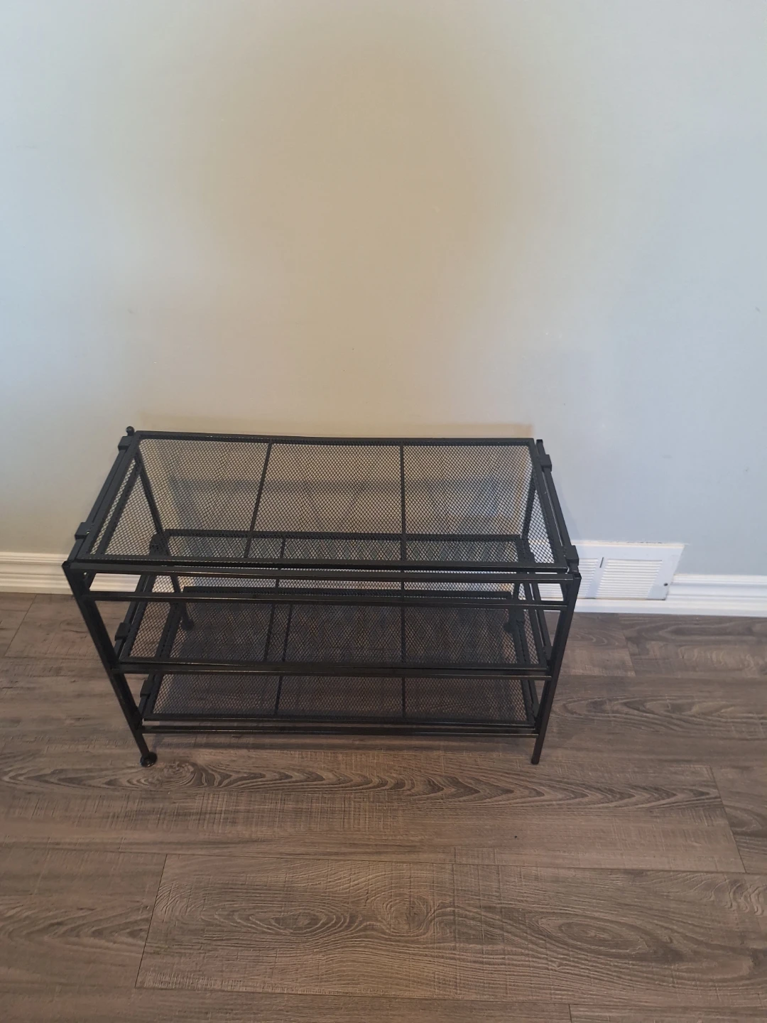 Black 3-Tier Metal Mesh Shoe Rack - photo 2