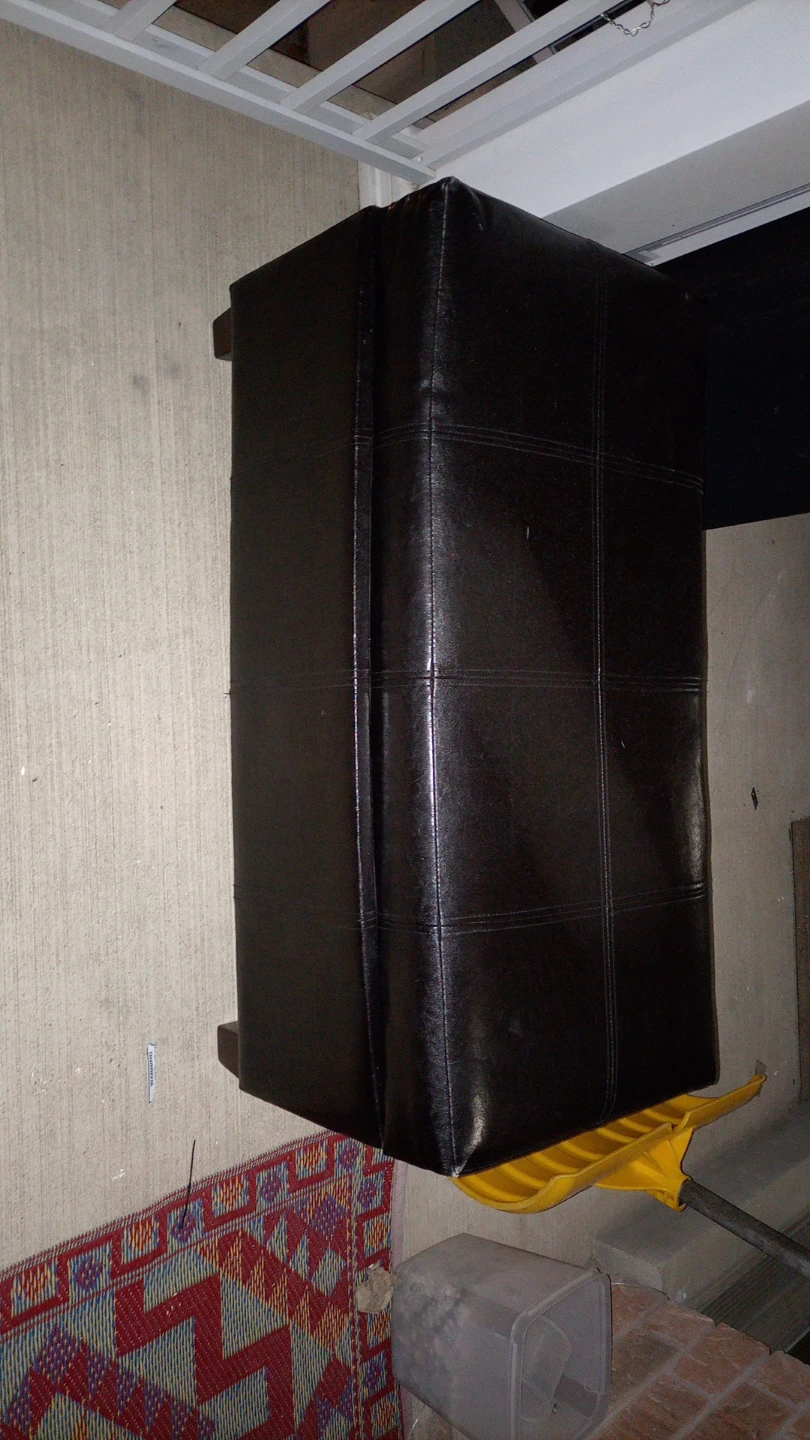 Black Faux Leather Storage Ottoman Bench - photo 3