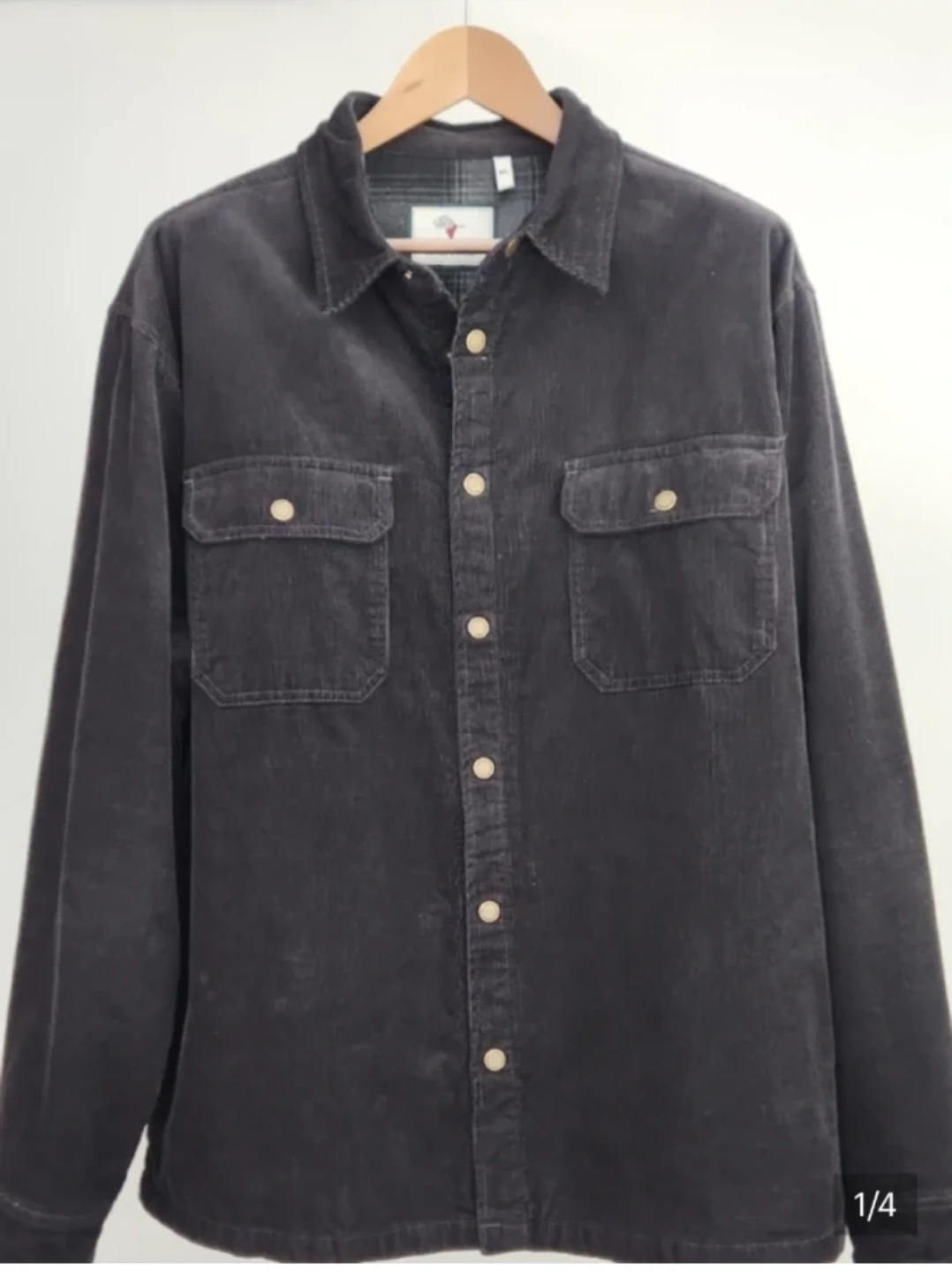 Flannelgo Black Corduroy Button-Up Shirt Jacket XL
