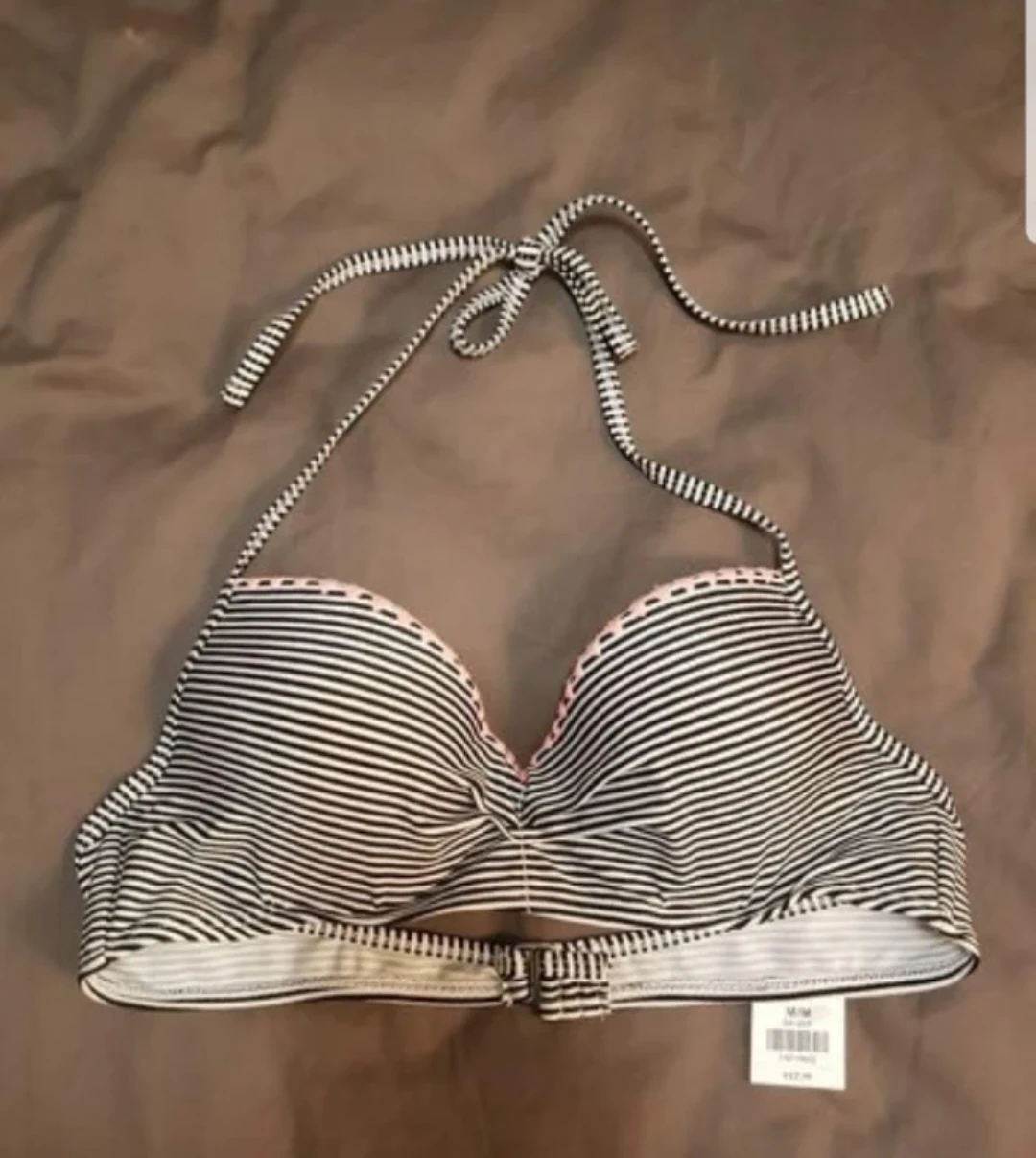 Striped Halter Bikini Top - M