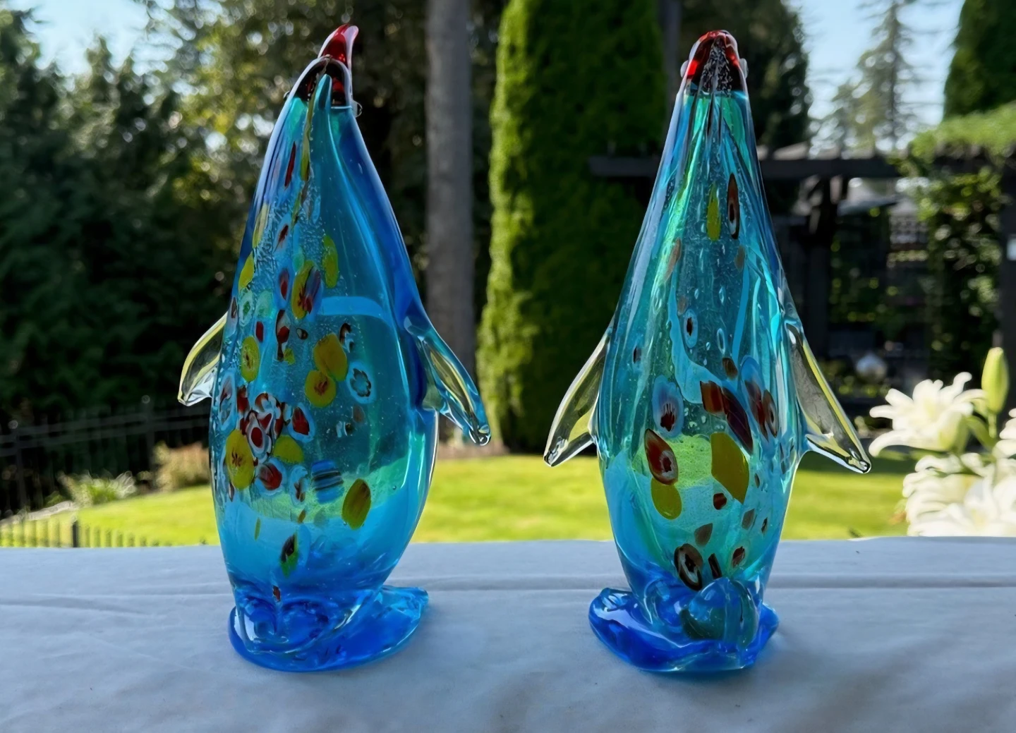 Vintage Pier 1 Penguins. Heavy Solid Glass.